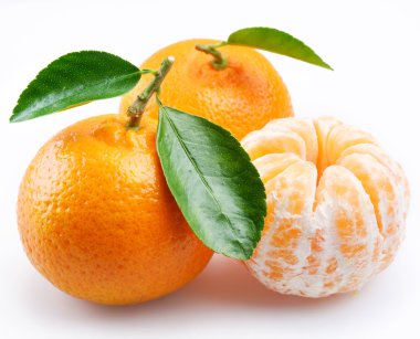 Tangerine with segments on a white background clipart