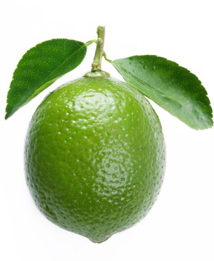 Lime with leaves on a white background clipart