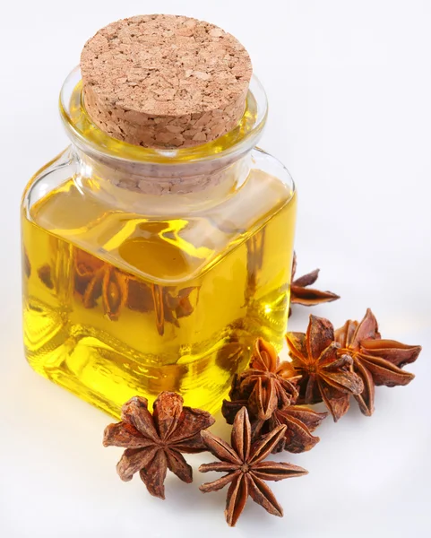 Aniseed oil with nuts — Stock Photo, Image