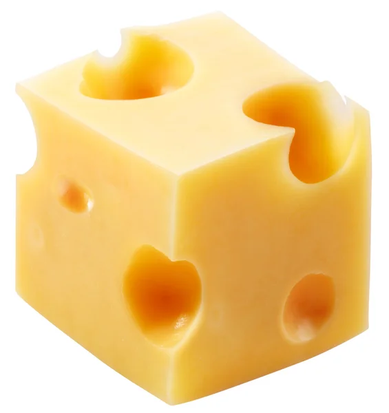 Pieza de queso sobre un fondo blanco — Foto de Stock