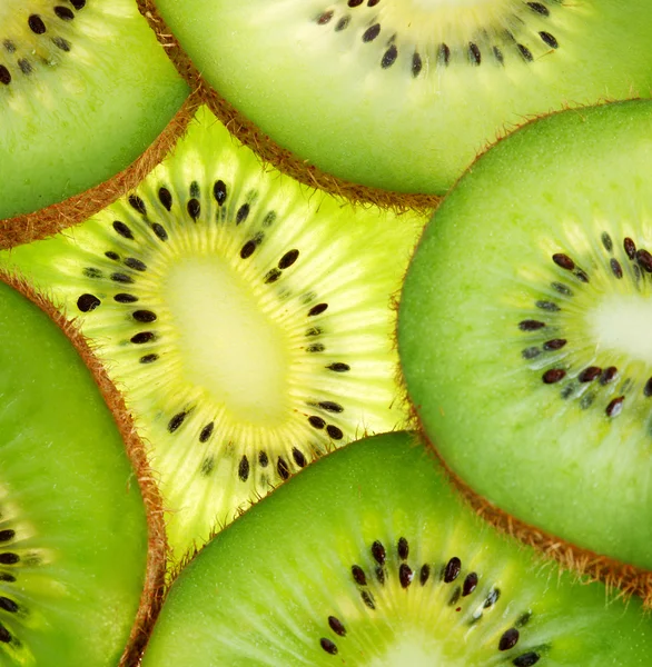 Tillbaka planerade (belyst) tvärsnitt av kiwi — Stockfoto