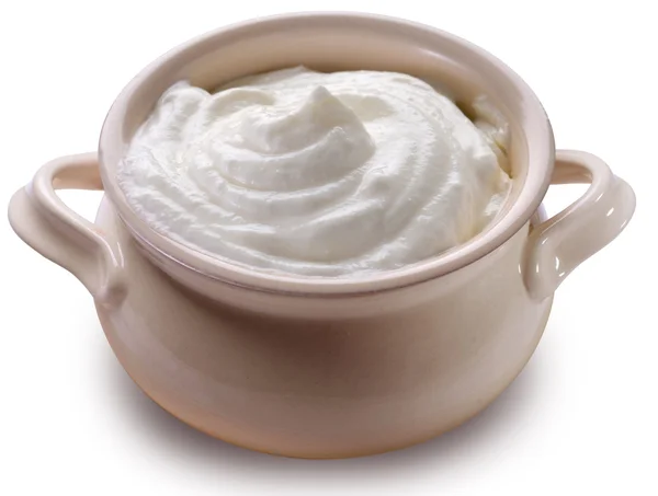 Pipkin with sour cream — Stock Photo, Image