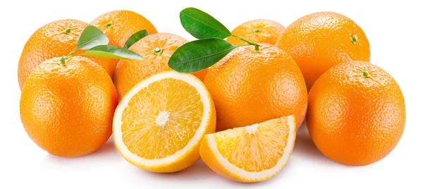 Oranges with segments on a white background — Stock Photo, Image