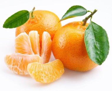 Tangerine with segments on a white background clipart