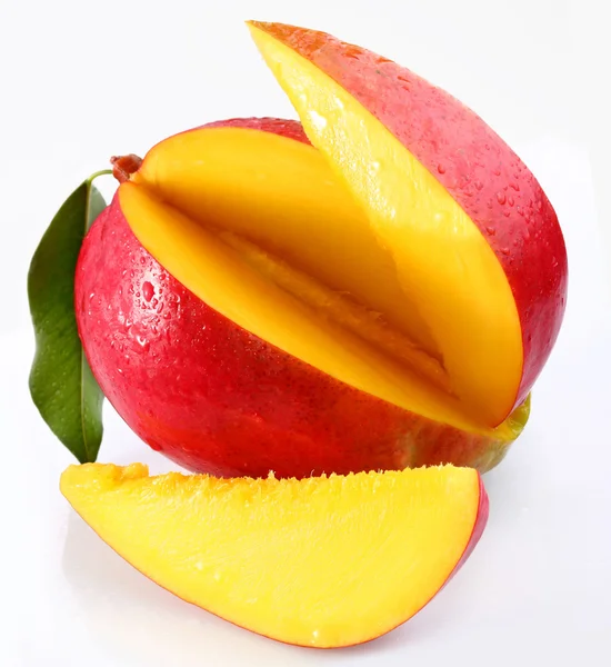 Mango with lobules on a white background — Stock Photo, Image