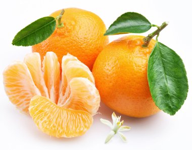 Tangerine with segments on a white background clipart