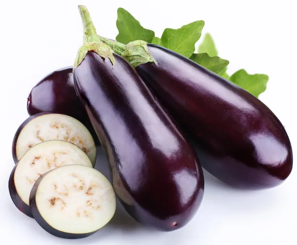 Aubergine på vit bakgrund — Stockfoto