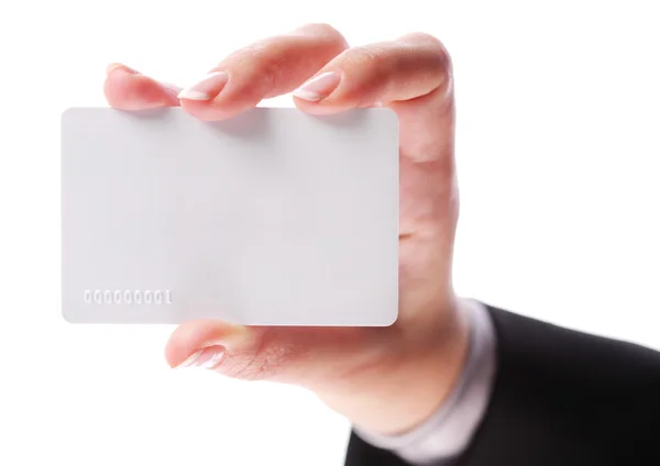 Кредитная карта в руках женщин — стоковое фото