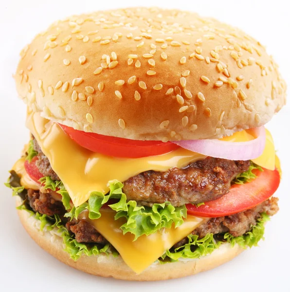 Cheeseburger σε λευκό φόντο — Φωτογραφία Αρχείου