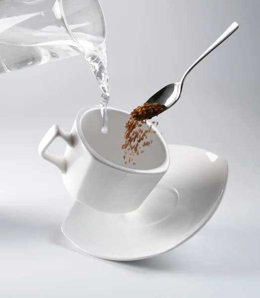 Tazza bianca di caffè nero — Foto Stock