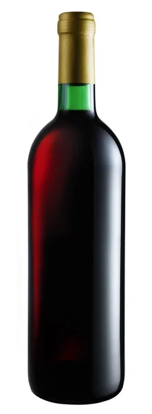 Beyaz izole kırmızı şarap şişesi — Stok fotoğraf