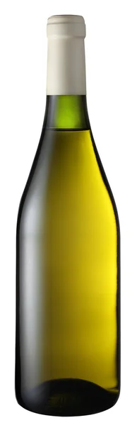 Botella de vino blanco aislada sobre un blanco —  Fotos de Stock