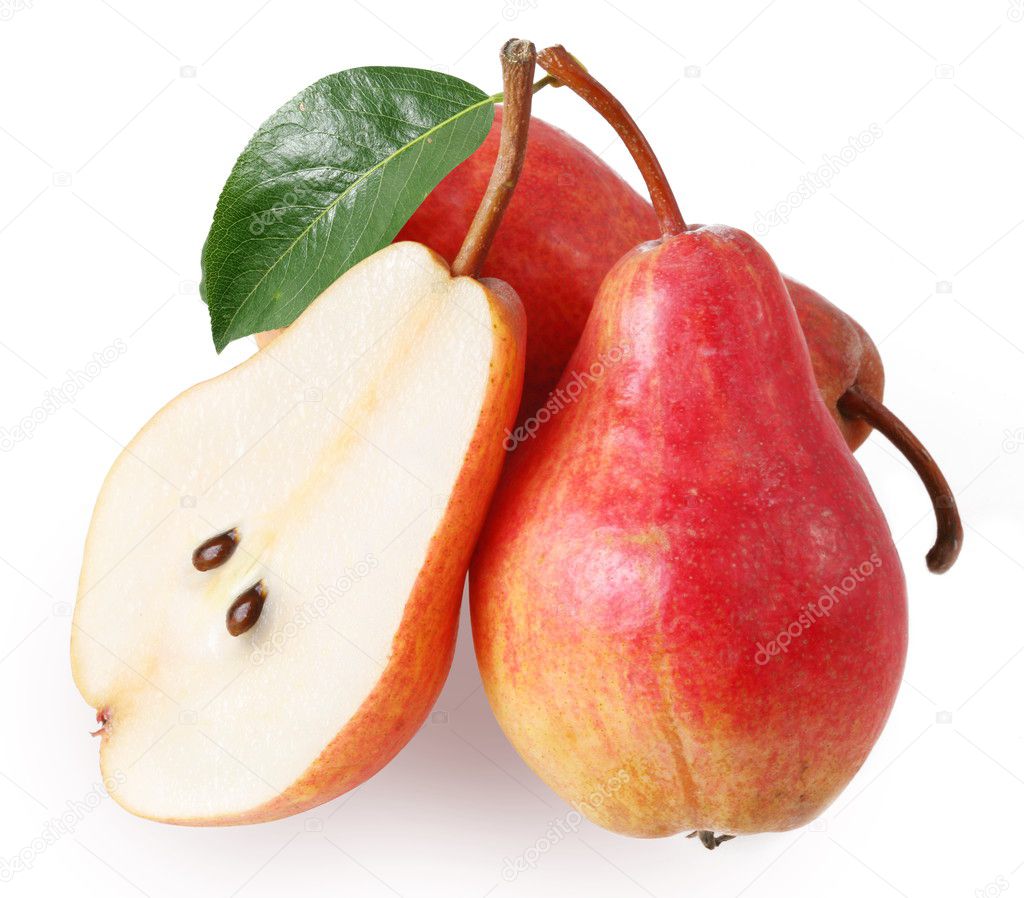 Pears on a white background