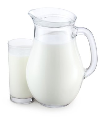 Pitcher and glass of milk. clipart