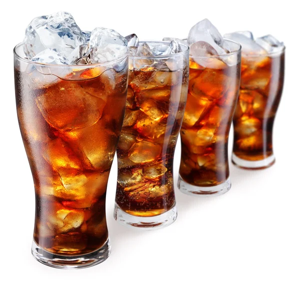 Glasses with cola and ice cubes — Stock Photo, Image