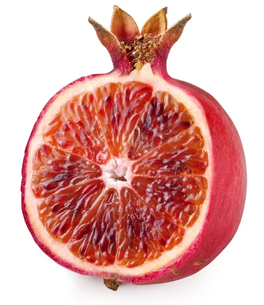 stock image Red orange cut ripe pomegranate. Product of genetic engineering.