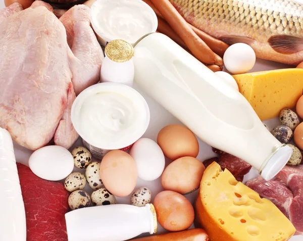 Fresh meat and dairy products. Stock Image