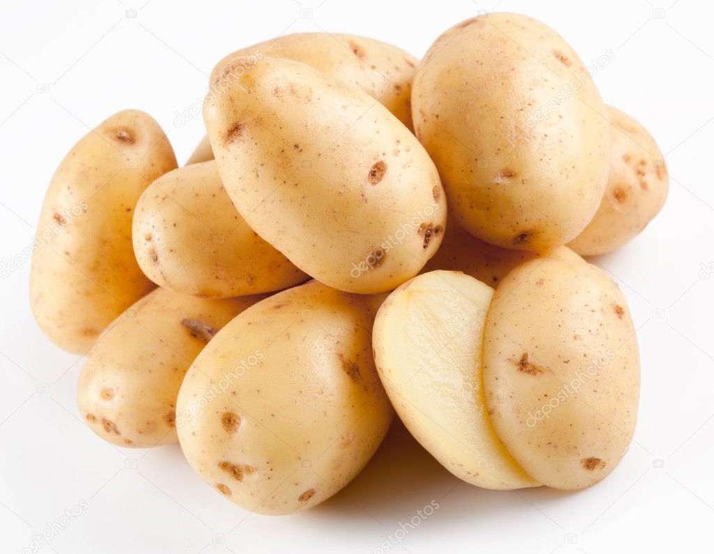 Yellow potatoes with segments.