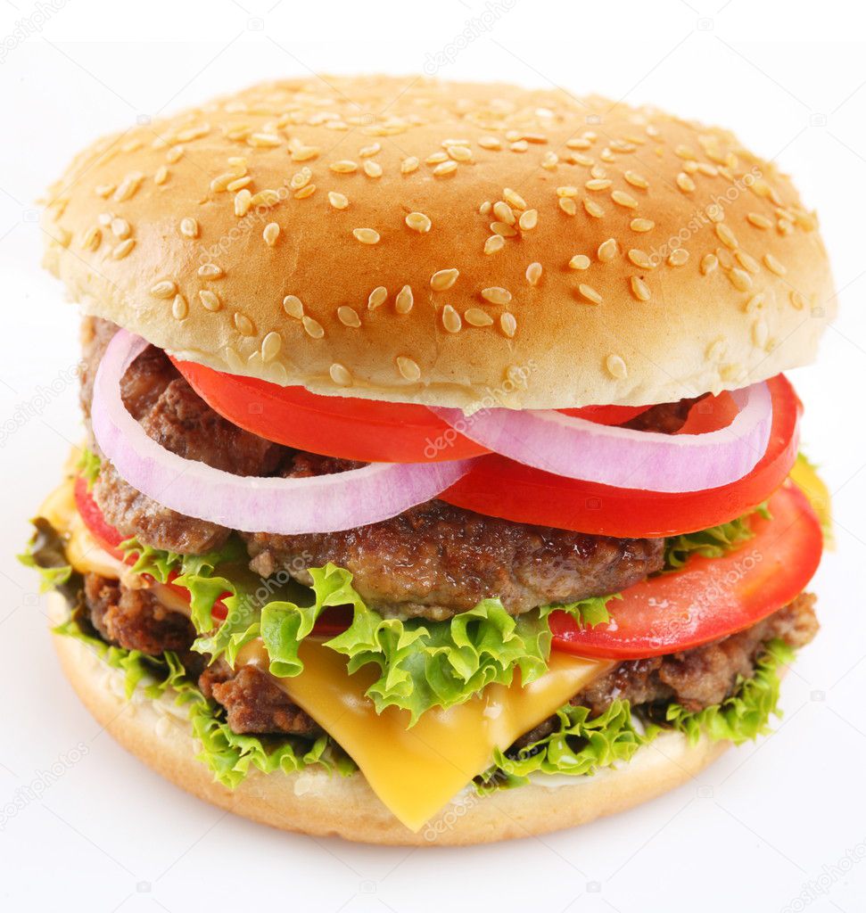 Cheeseburger on a white background
