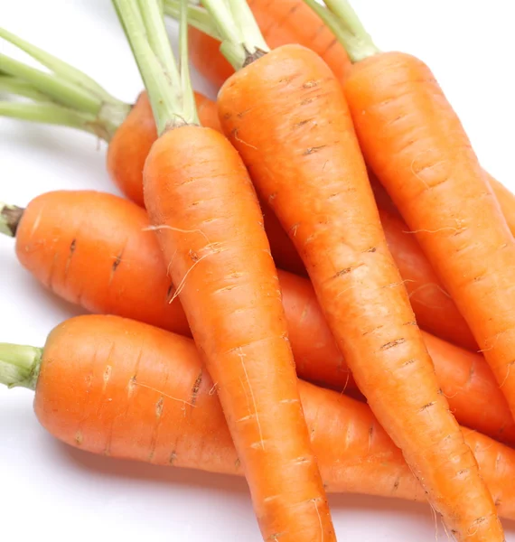 Maturare carote fresche su uno sfondo bianco . — Foto Stock