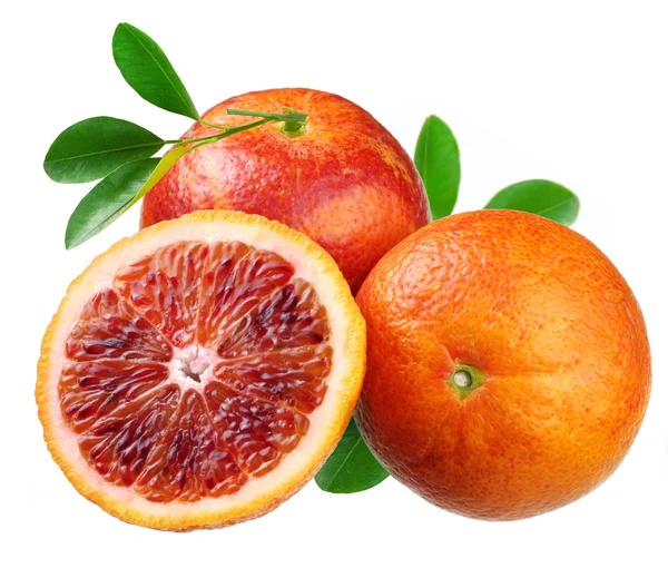 Červeného sicilského pomeranče na bílém pozadí — Stock fotografie