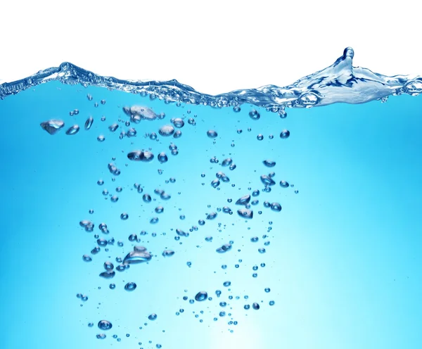 Vzduchu bubliny stoupají ze dna oceánu k hladině. AI — Stock fotografie