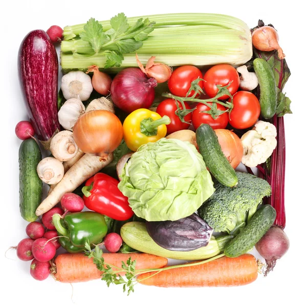 Mit Gemüse in einem Quadrat. isoliert auf weißem Hintergrund — Stockfoto
