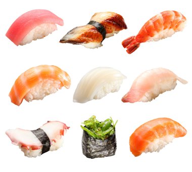 Japanese sushi isolated on a white background clipart
