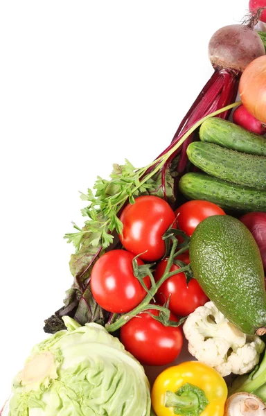 Mit Gemüse sind die Hälfte des Rahmens auf der Diagonalen. — Stockfoto