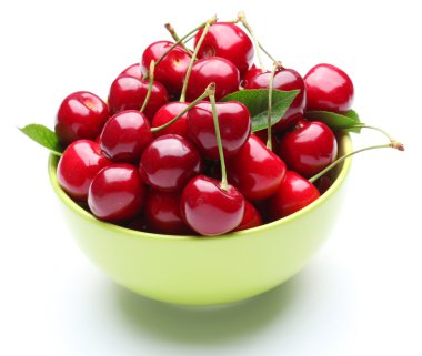 Crockery with cherries. clipart