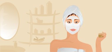 Healthy Girl With Facial Mask clipart