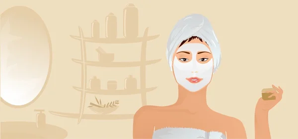 Gesundes Mädchen mit Gesichtsmaske — Stockvektor