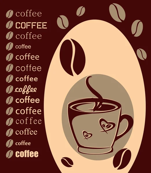 咖啡与豆和文本 — 图库矢量图片