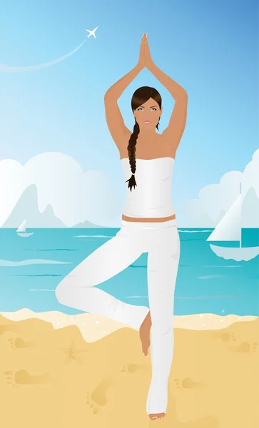 stock vector Yoga On The Beach