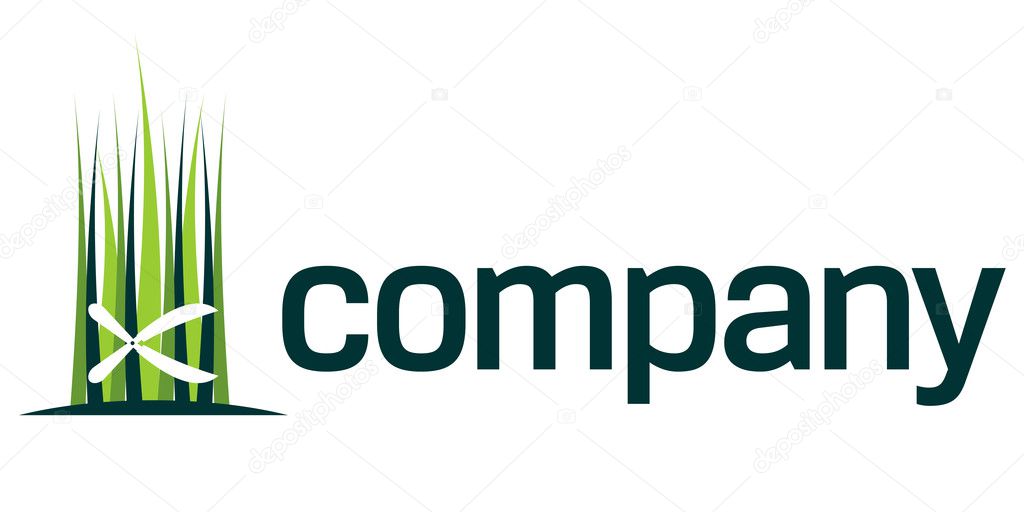 Gardening service company logo - grass and shears symbol.