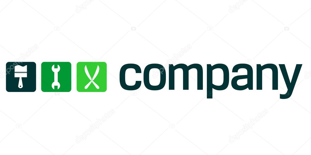 House renovation, repair, gardening logo.