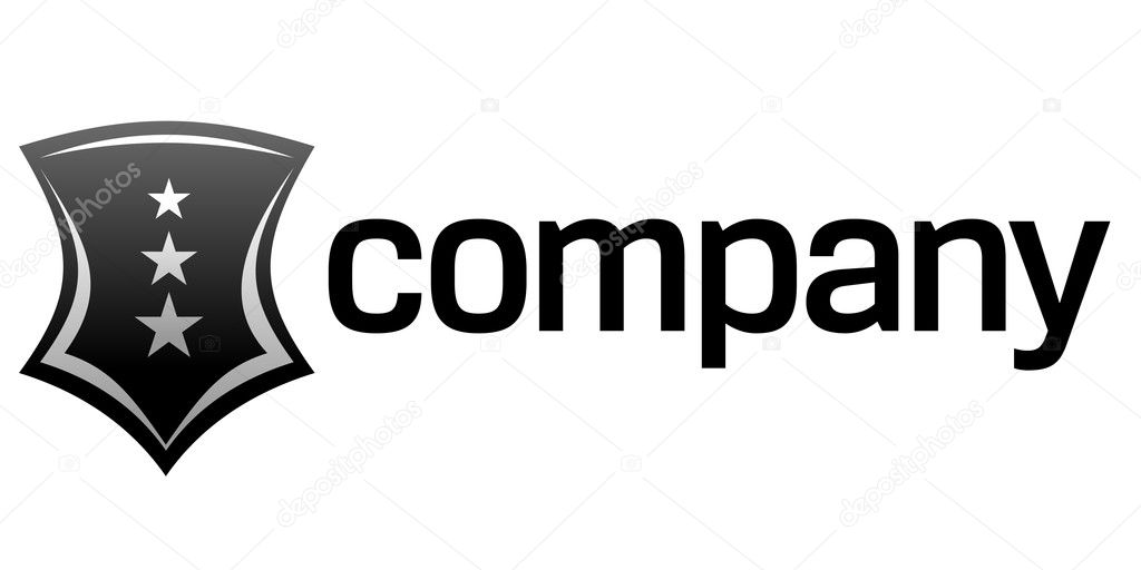 Black safety shield logo with stars for security company.