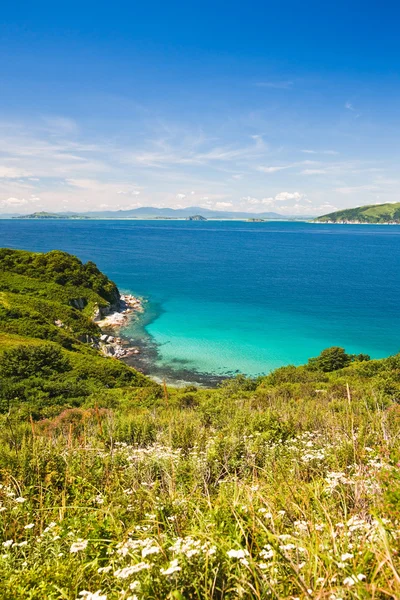 Paesaggio estivo, il mare azzurro — Foto Stock