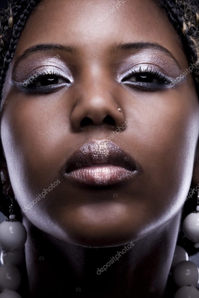 Portrait black girls with original a make-up — Stock Photo © slinky ...