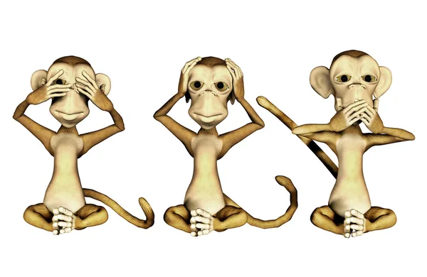 Tres monos. — Foto de Stock