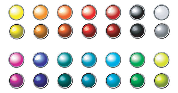 Set of multi-coloured round buttons