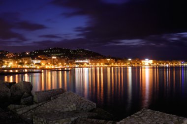 The city of Cannes, France, at night clipart