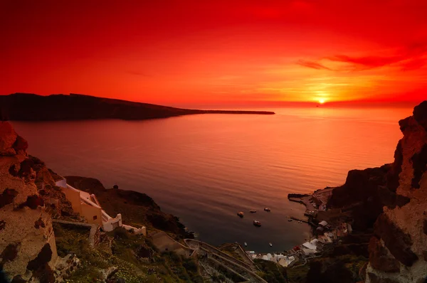 Zachód słońca w santorini — Zdjęcie stockowe
