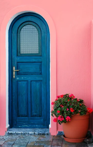 Blue door on a Greek island — Stock Photo, Image