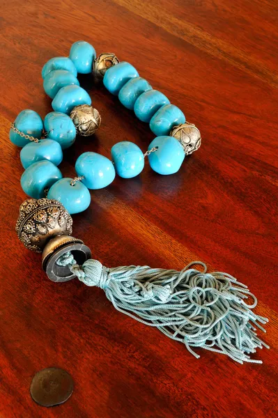 Old chaplet with turquoise beads — Stock Photo, Image