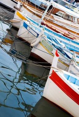 Moored fishing boats clipart