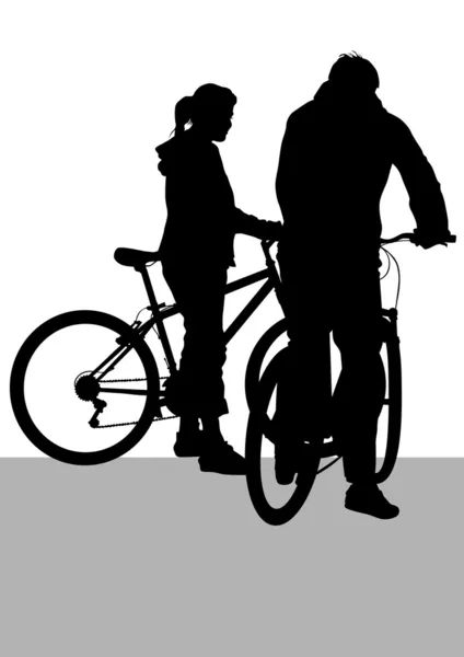 Cyklista muže a ženy — Stockový vektor