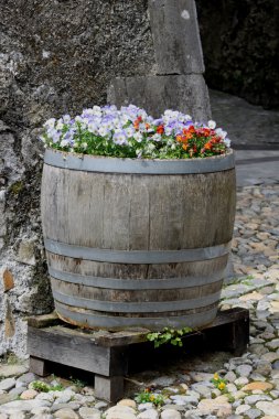 Flower bed in old castle clipart