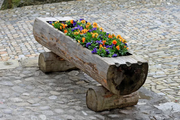 stock image Flower bed in old castle