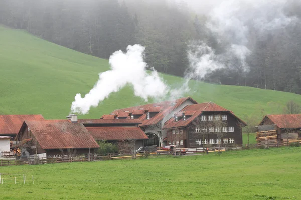 Gospodarstwo w Alpy Szwajcarskie — Zdjęcie stockowe